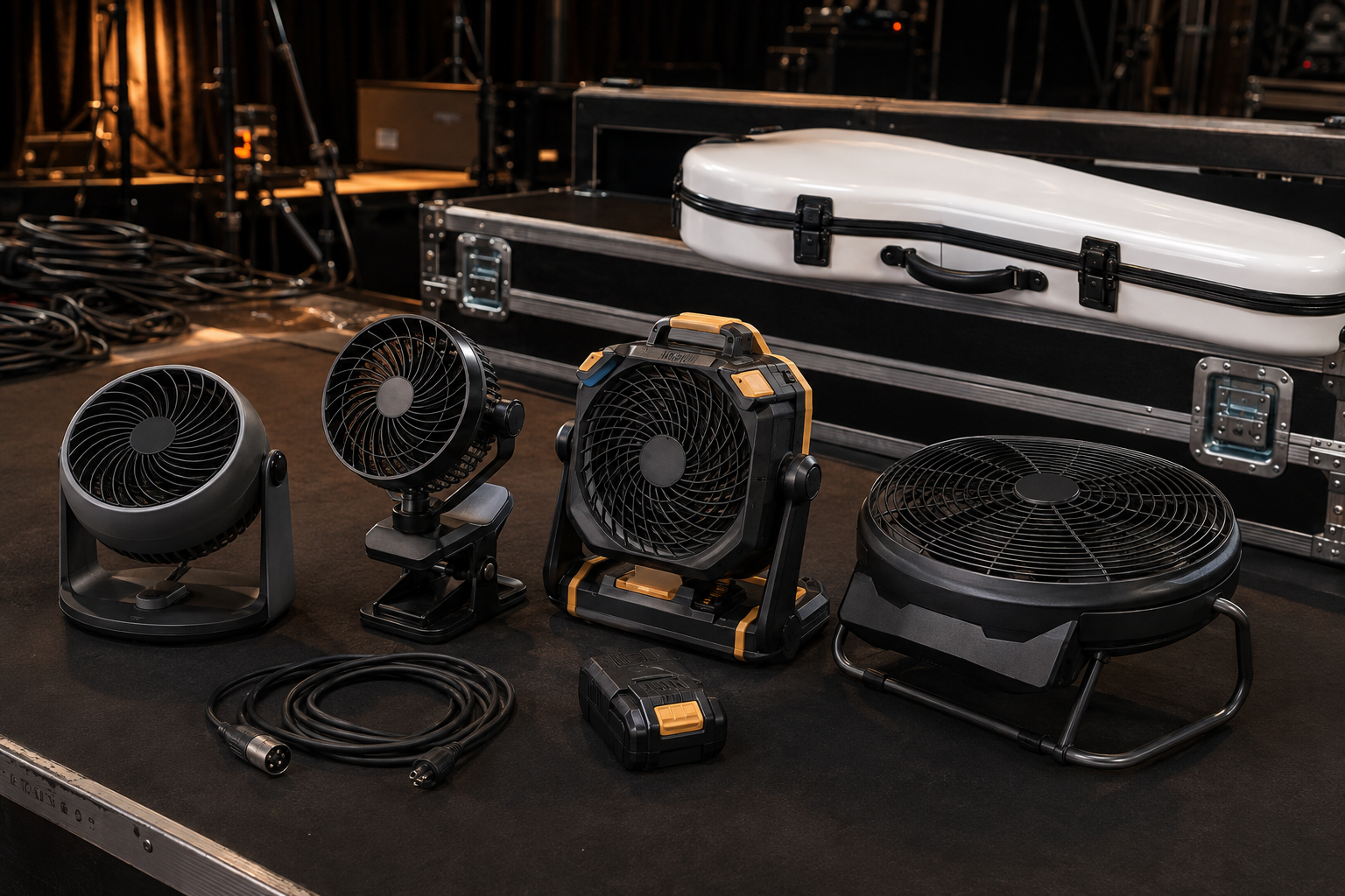 Компактни air circulator и rechargeable сценични вентилатори до бял electric violin travel case