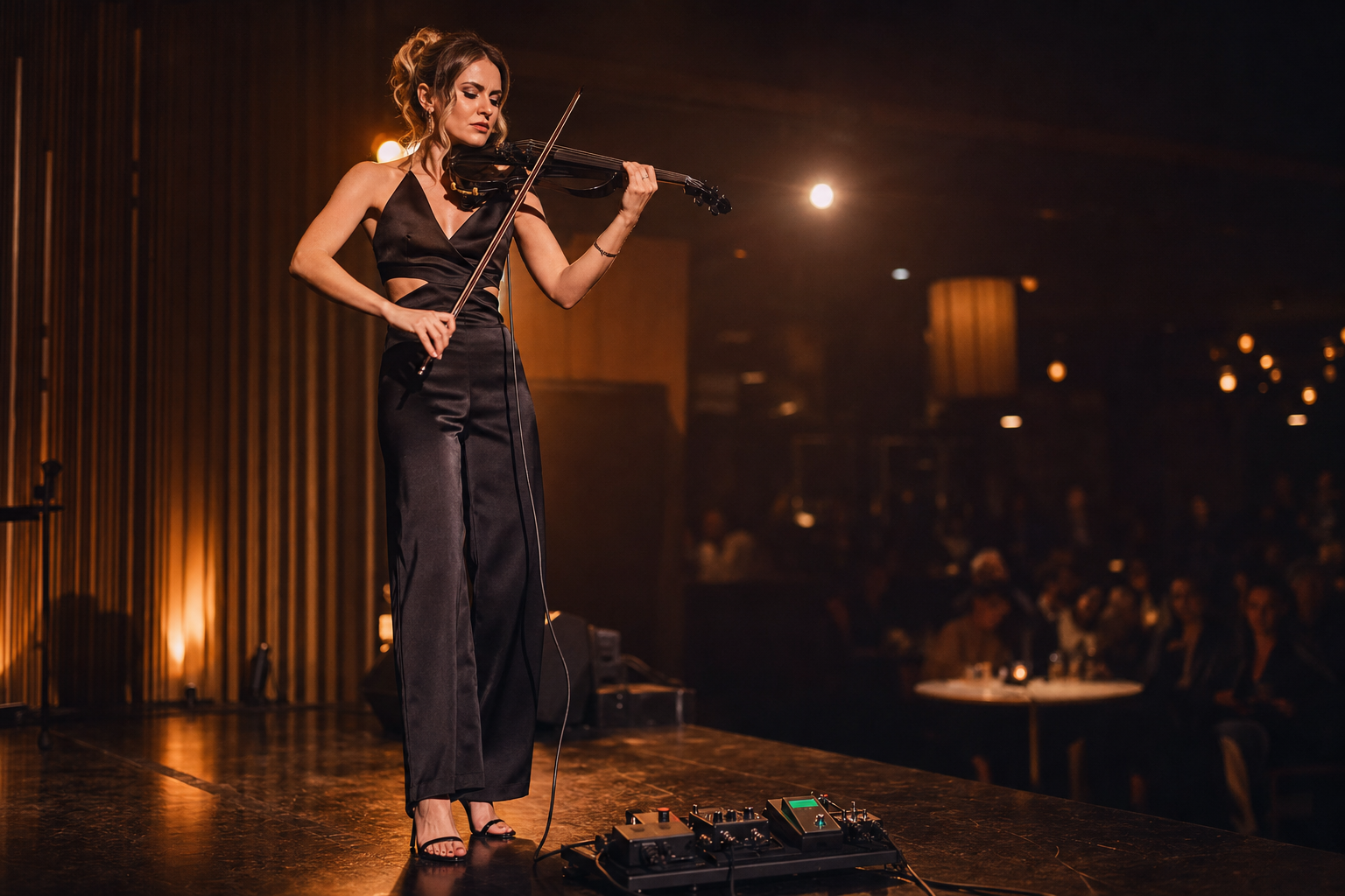 Най-добрите tuner педали за електрическа цигулка на сцена — Tanya Strings blog article image