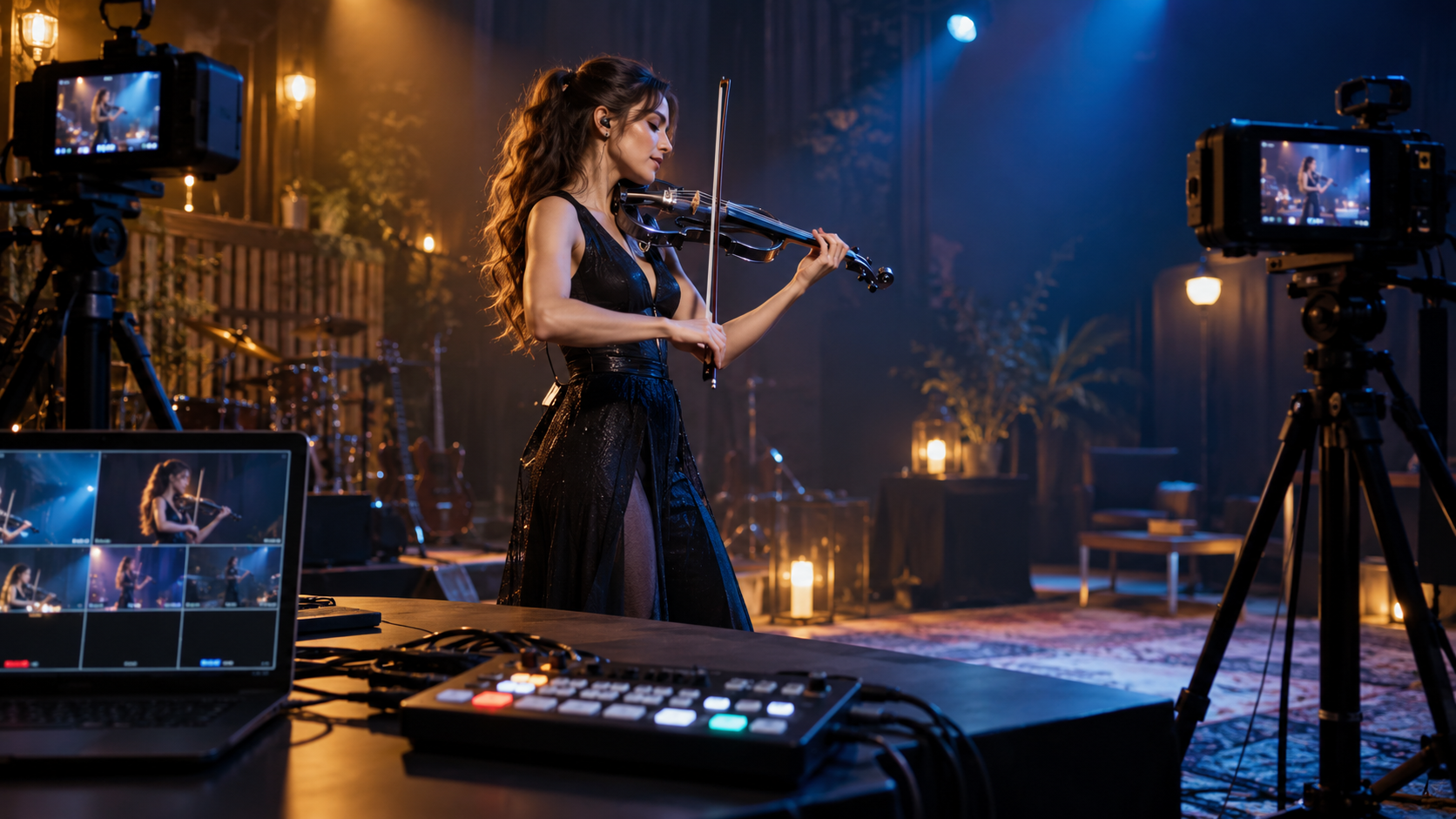Най-добрите преносими video switcher-и за electric violin livestream — Tanya Strings blog article image